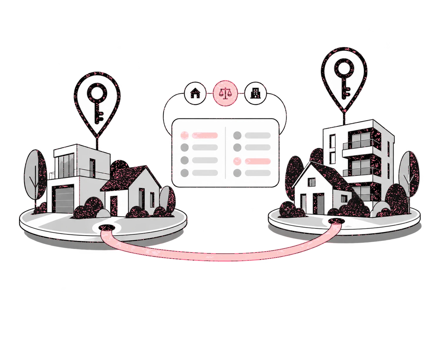 Place Keys illustration comparing three areas side by side