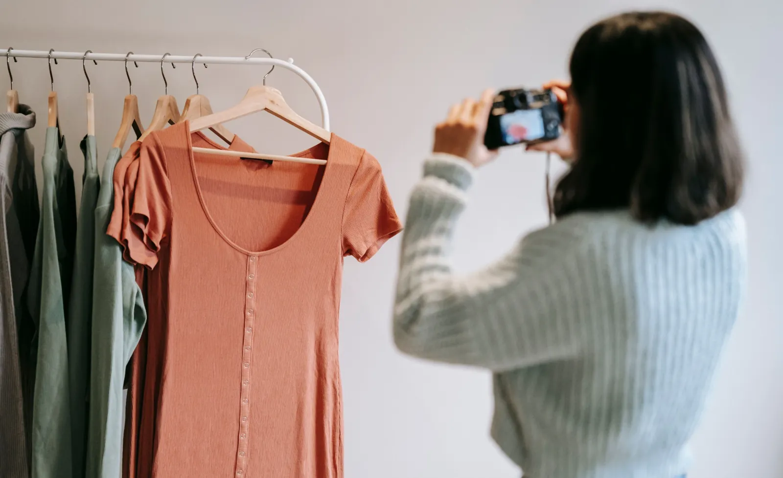 Photographing clothes ready to list for sale